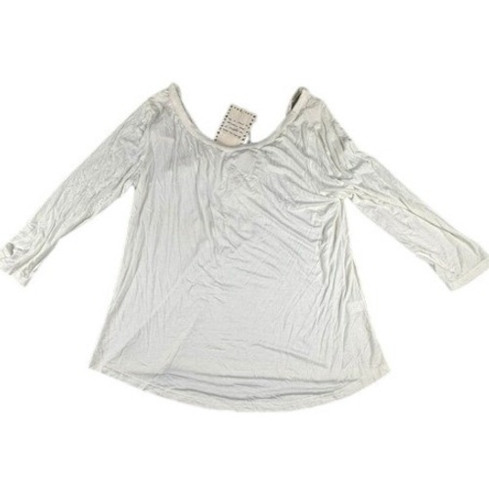 Sheryl Crow Top Womens Medium Ivory Be Myself Embroidered Boho Tassel 3/4 Sleeve